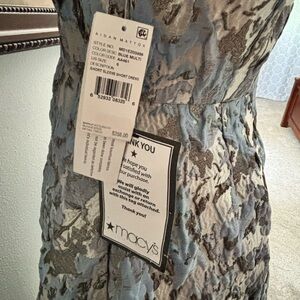 Aidan Mattox Gray Silver Sheath Midi Dress